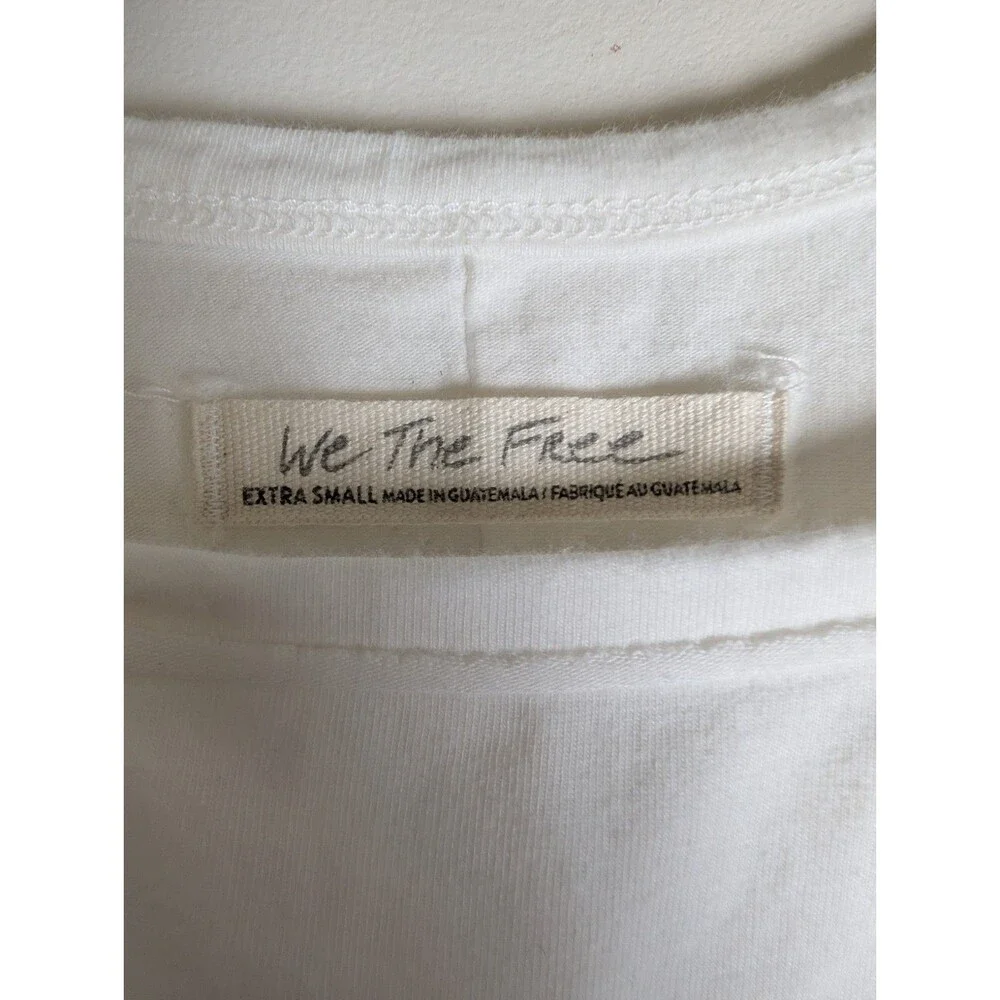 Free People We The Free Long Sleeve Top Scoop Neck White XS Raw Seam Shirt Boho